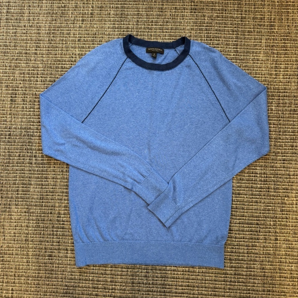 Banana Republic Men's Crewneck Silk/ Linen Blend Sweater in Blue